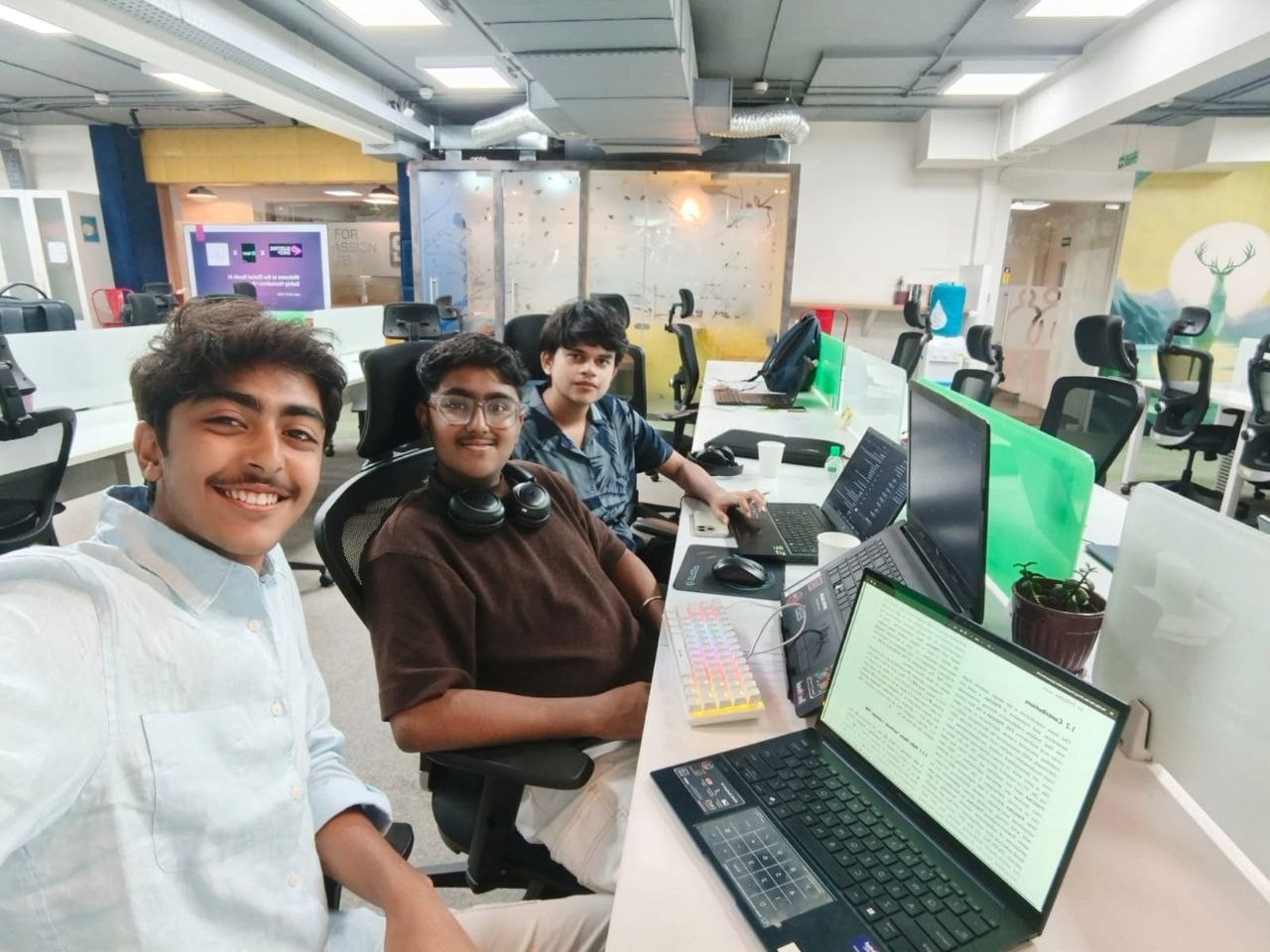 Pavitra with friends in a Bangalore office
